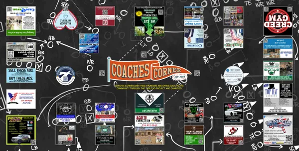 Tabletop advertising display at Coaches Corner