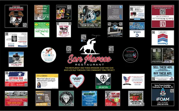 Tabletop advertising display at San Marcos Restaurant