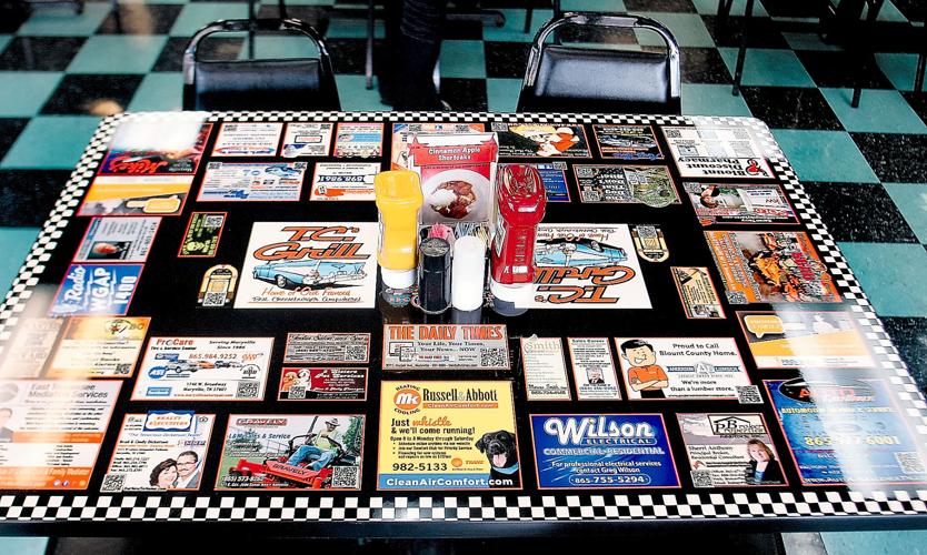 Tabletop advertising displays at Virginia Beach restaurants and bars